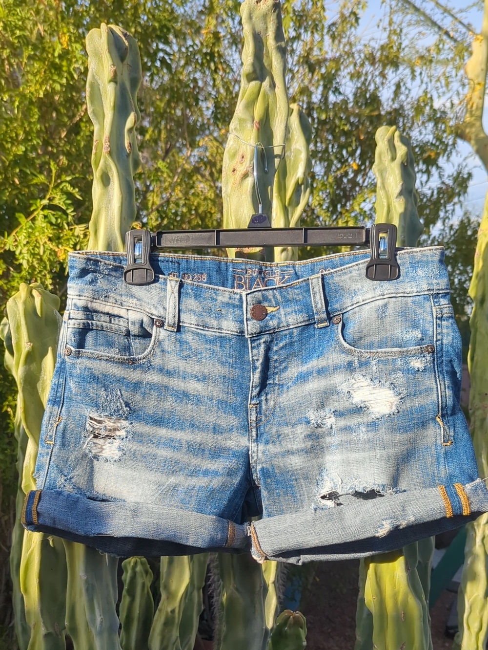Buckle Black Fit No. 256 Distressed Roll Cuff Denim Shorts Size 26